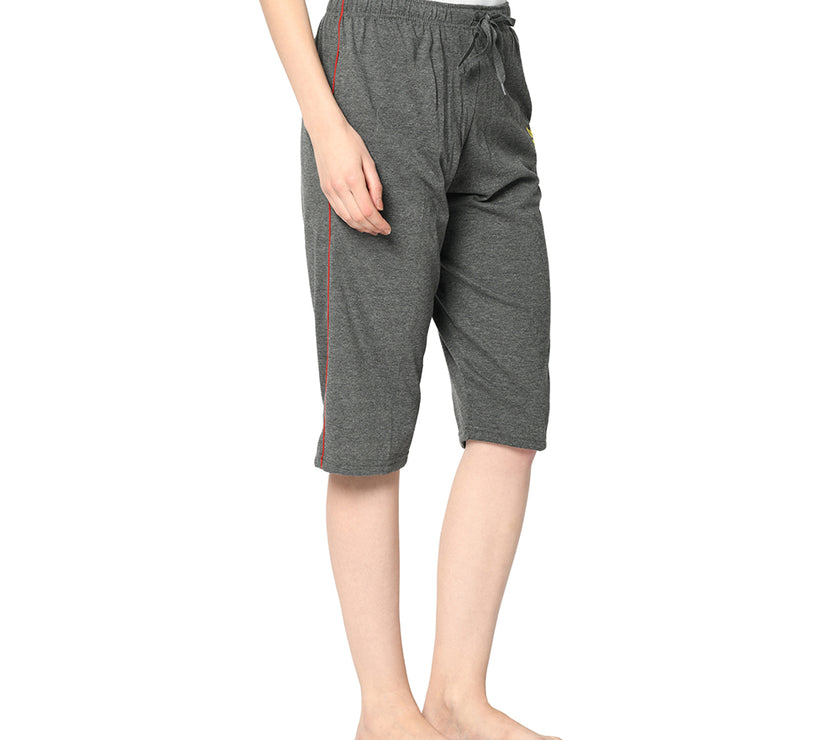 Mack Jonney Grey 3/4th Capri For Women's