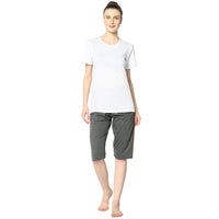 Mack Jonney Grey 3/4th Capri For Women's