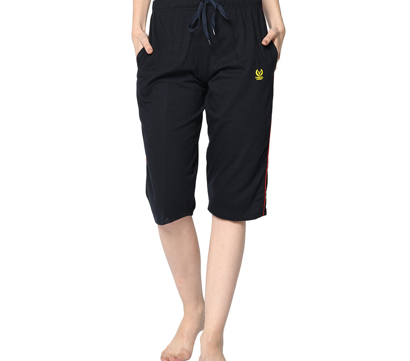 Mack Jonney Blue 3/4th Capri For Women's