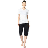 Mack Jonney Blue 3/4th Capri For Women's