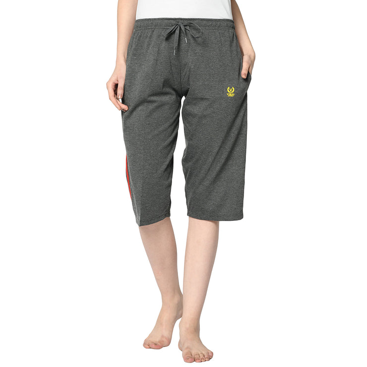Mack Jonney Grey 3/4th Capri For Women's