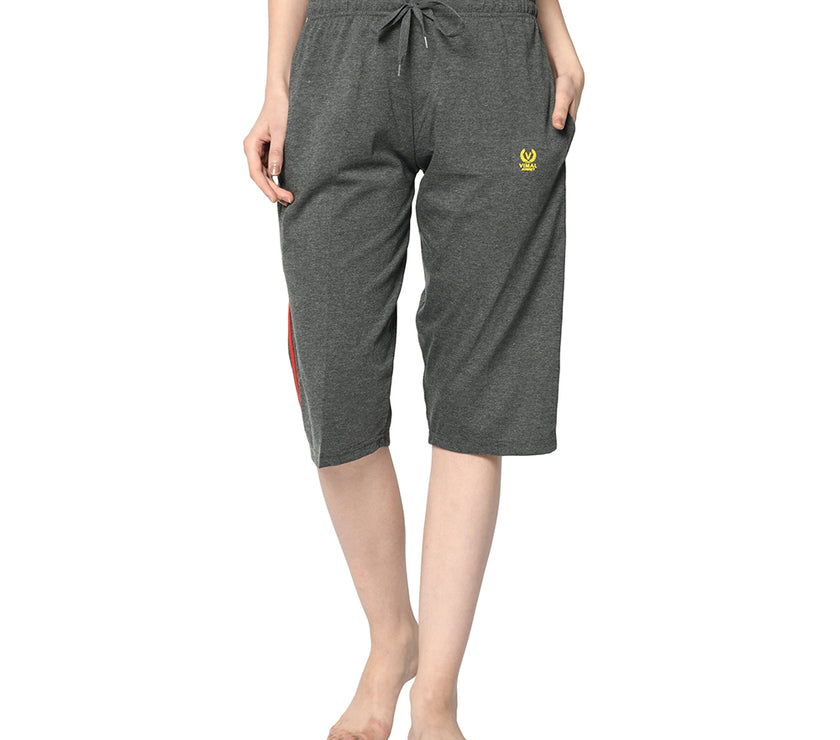Mack Jonney Grey 3/4th Capri For Women's