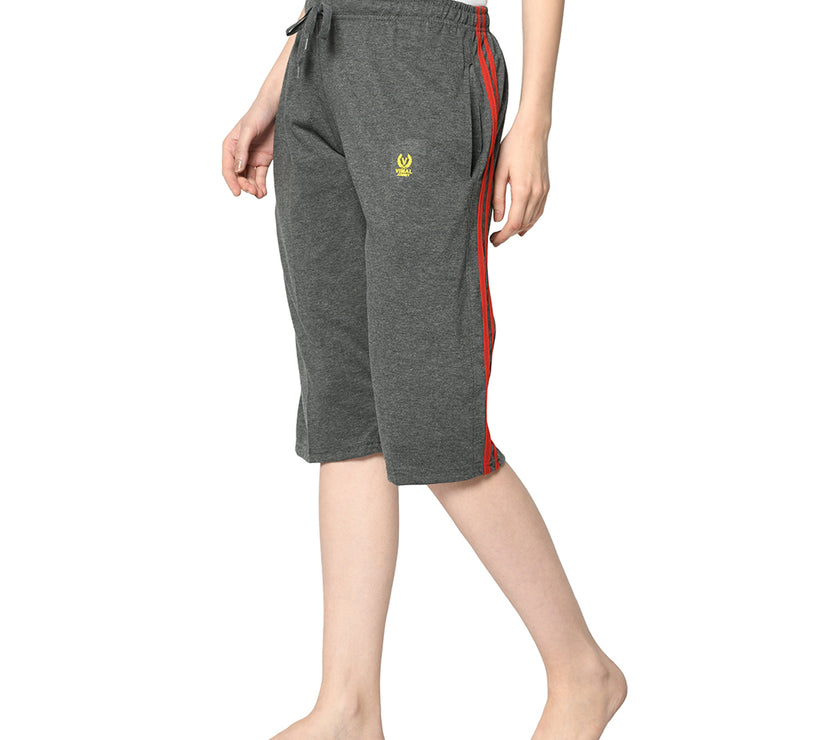 Mack Jonney Grey 3/4th Capri For Women's