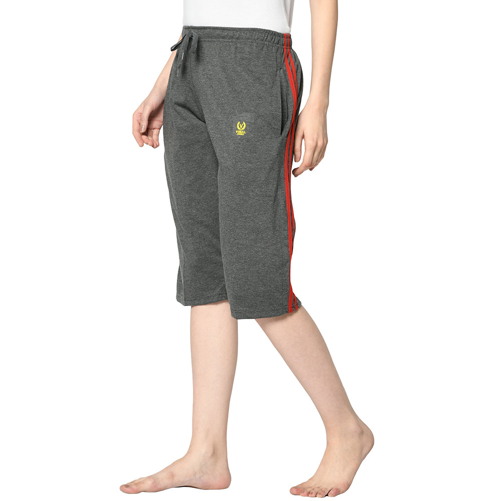 Mack Jonney Grey 3/4th Capri For Women's