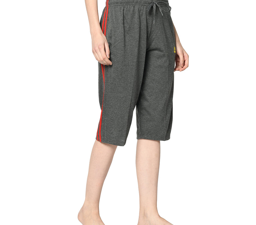 Mack Jonney Grey 3/4th Capri For Women's