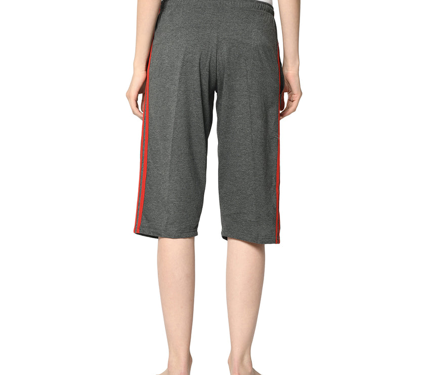 Mack Jonney Grey 3/4th Capri For Women's