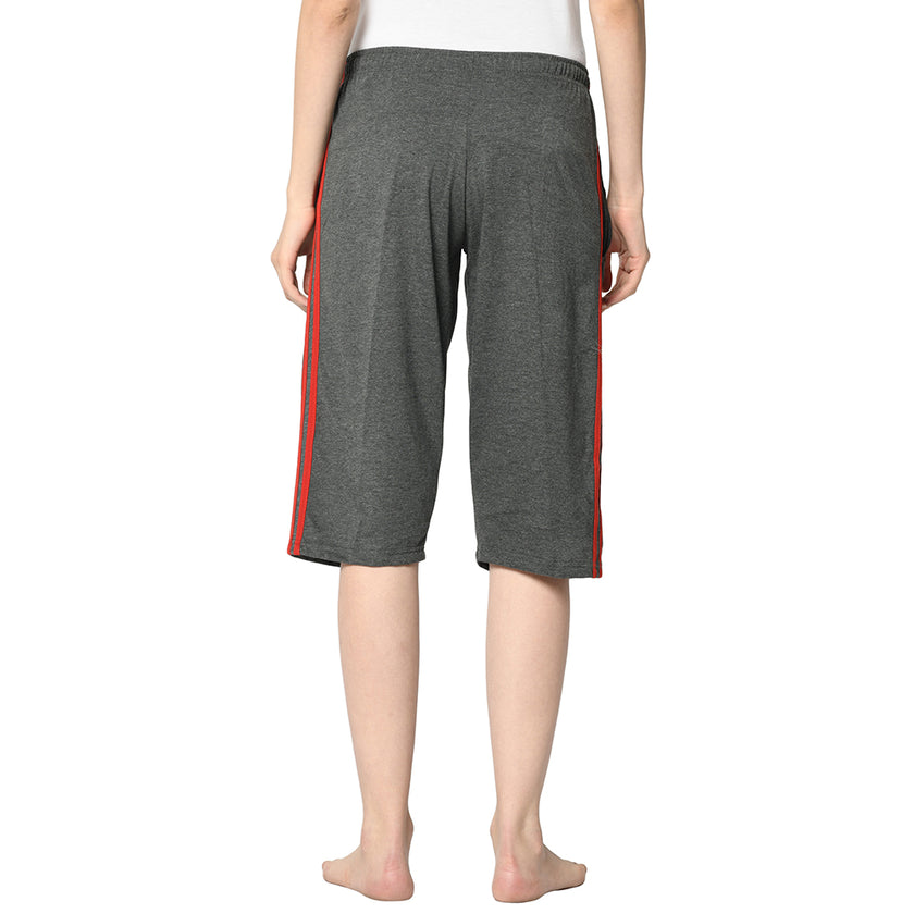 Mack Jonney Grey 3/4th Capri For Women's