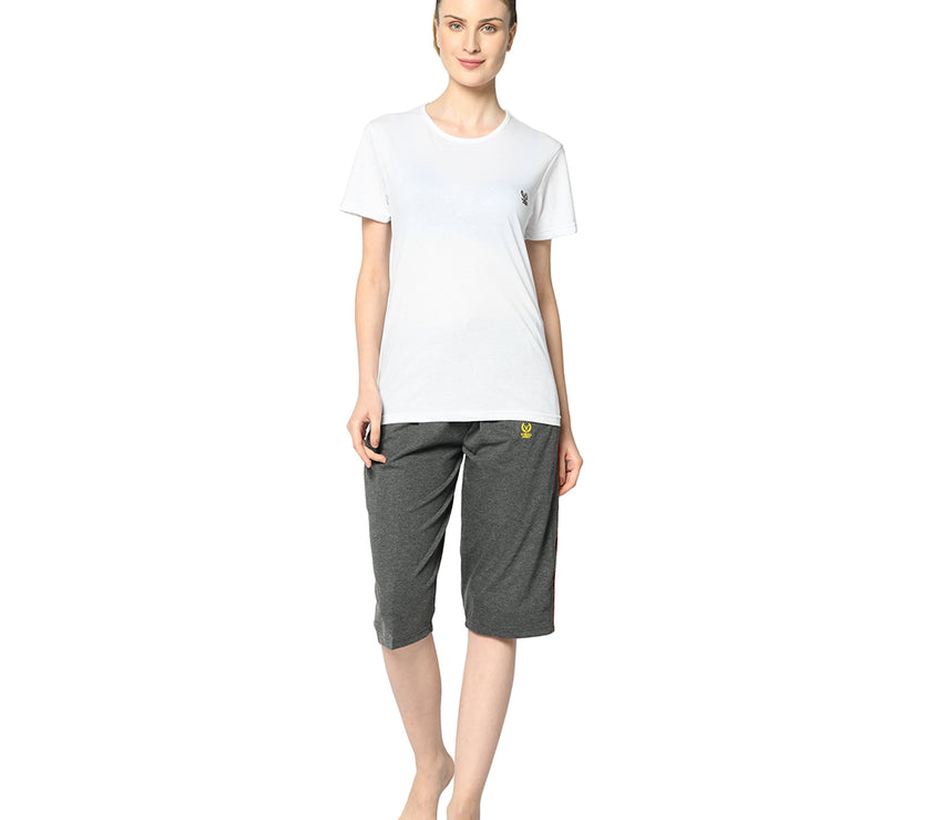 Mack Jonney Grey 3/4th Capri For Women's