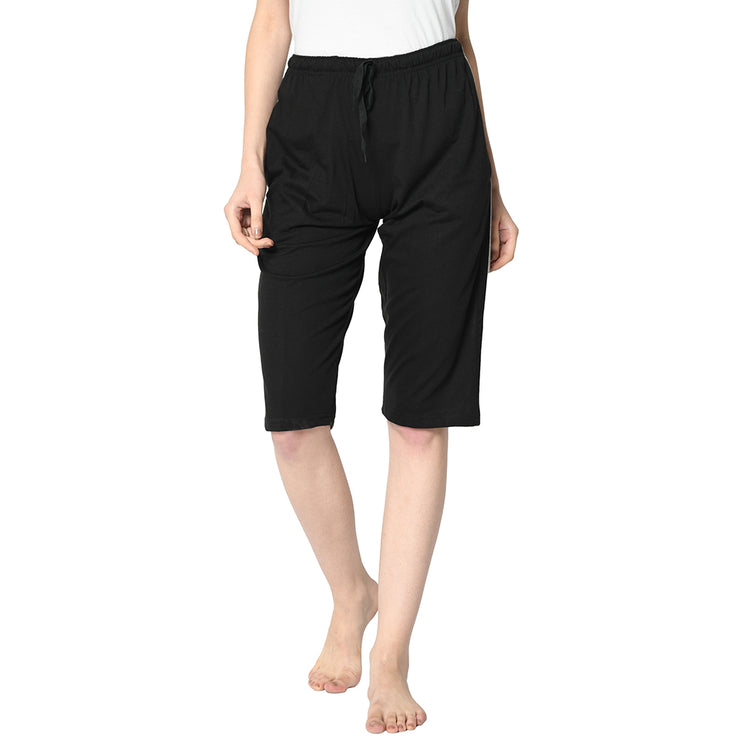 Mack Jonney Black 3/4th Capri For Women's