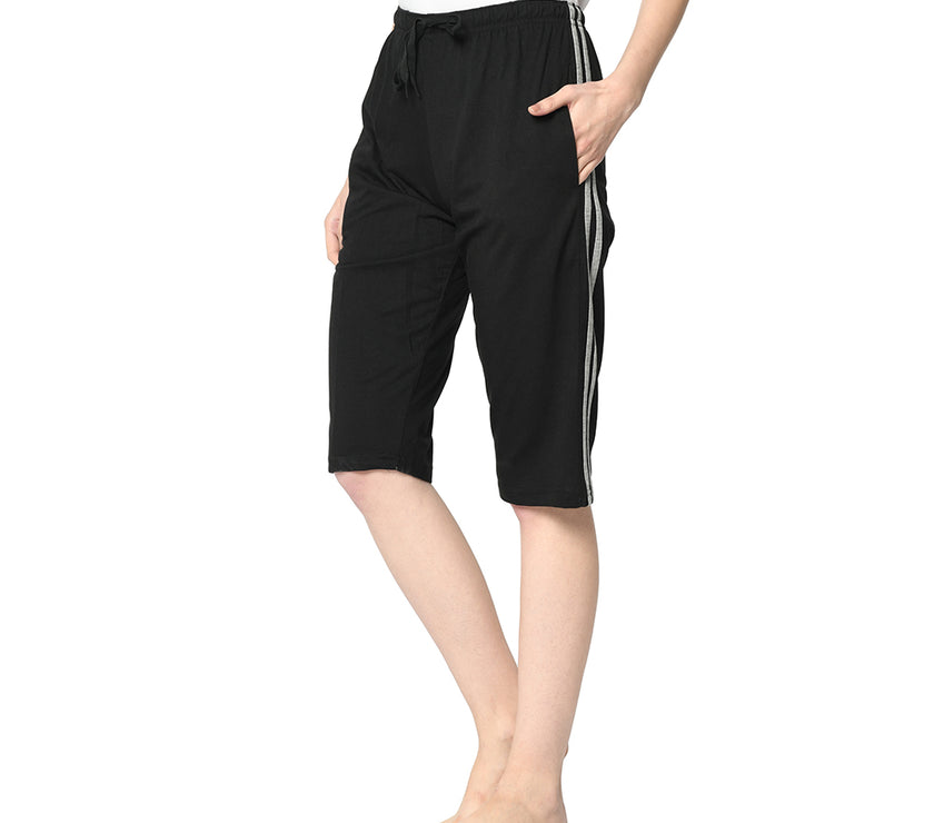 Mack Jonney Black 3/4th Capri For Women's