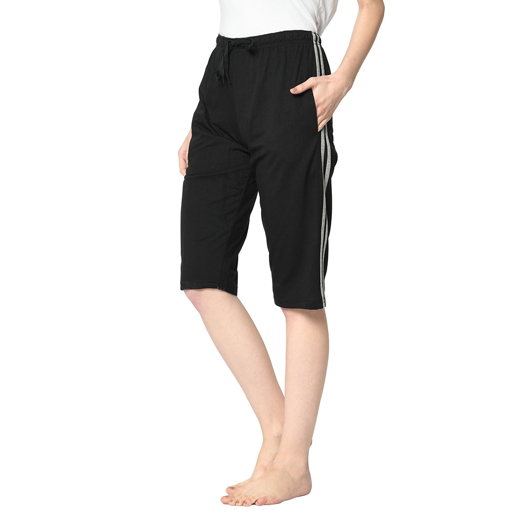 Mack Jonney Black 3/4th Capri For Women's