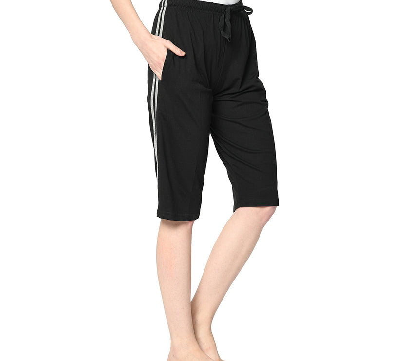 Mack Jonney Black 3/4th Capri For Women's
