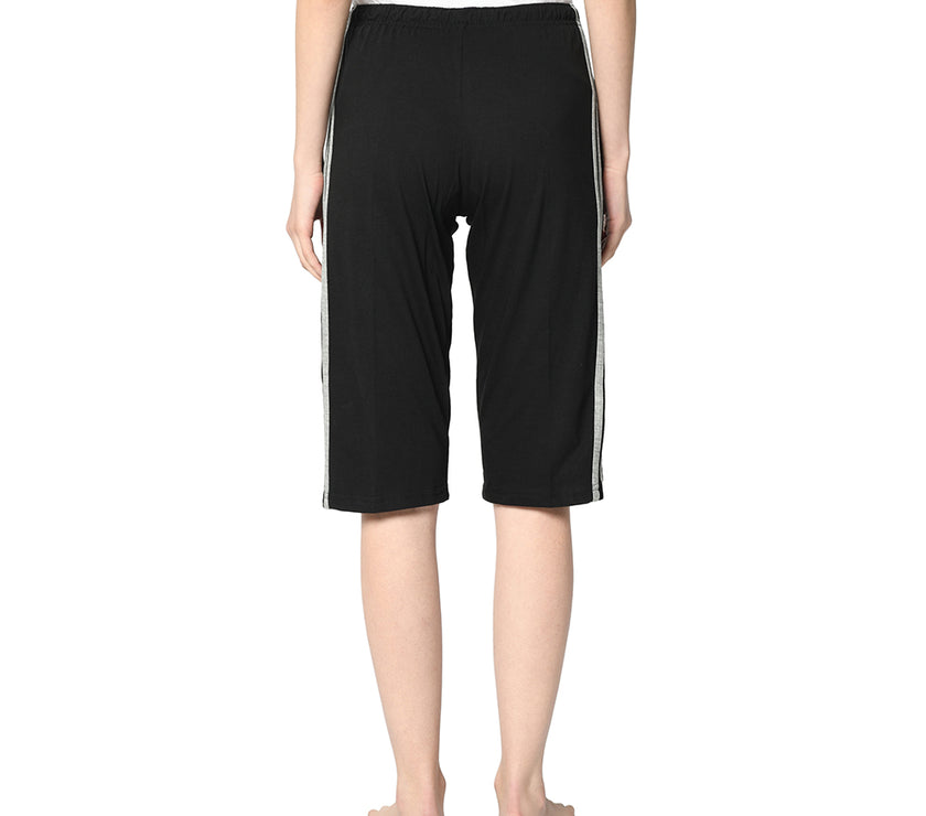 Mack Jonney Black 3/4th Capri For Women's