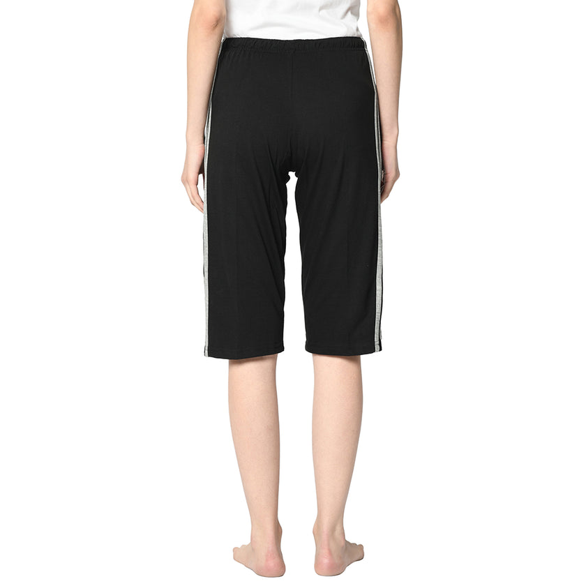 Mack Jonney Black 3/4th Capri For Women's