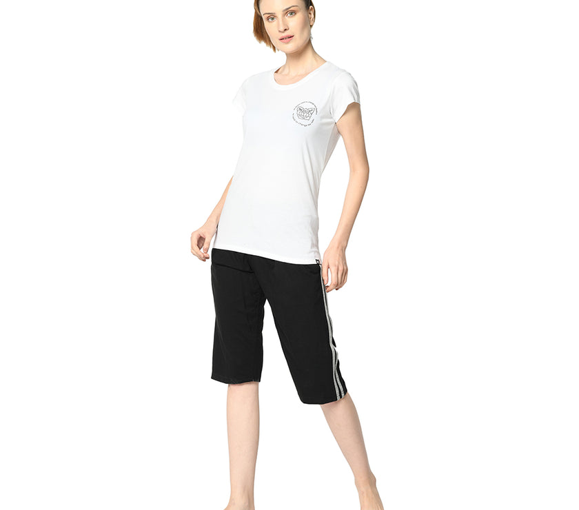 Mack Jonney Black 3/4th Capri For Women's