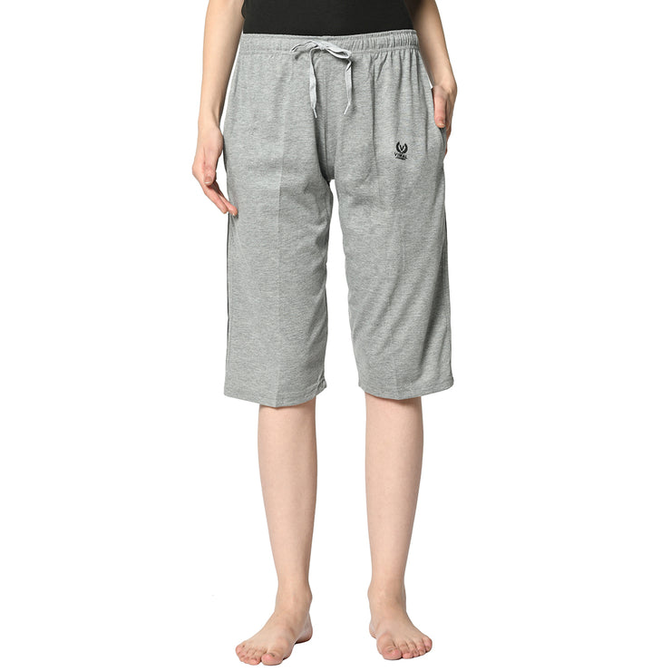 Mack Jonney Silver 3/4th Capri For Women's