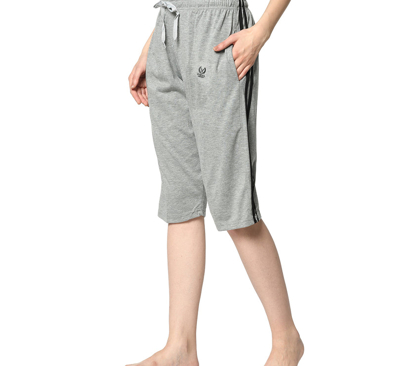 Mack Jonney Silver 3/4th Capri For Women's