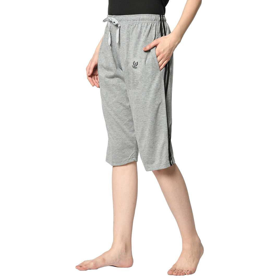 Mack Jonney Silver 3/4th Capri For Women's