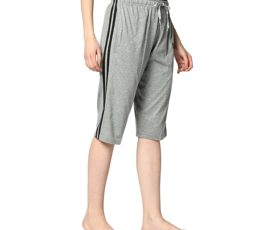Mack Jonney Silver 3/4th Capri For Women's