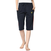 Mack Jonney Blue 3/4th Capri For Women's