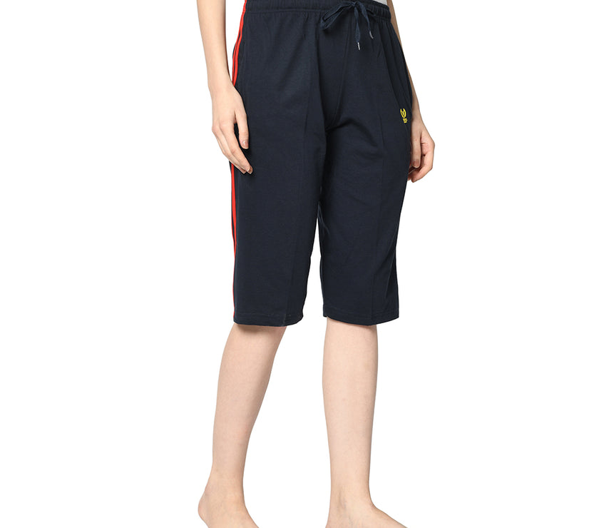 Mack Jonney Blue 3/4th Capri For Women's