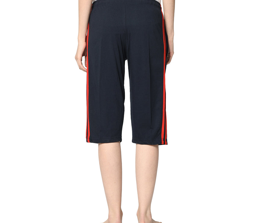 Mack Jonney Blue 3/4th Capri For Women's