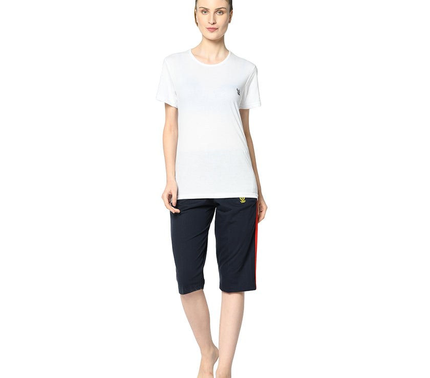 Mack Jonney Blue 3/4th Capri For Women's