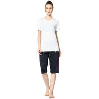 Mack Jonney Blue 3/4th Capri For Women's