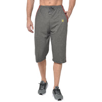 Mack Jonney Cotton Blended Regular Fit Dark Grey 3/4th Capri For Men