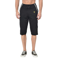 Mack Jonney Cotton Blended Regular Fit Black 3/4th Capri For Men