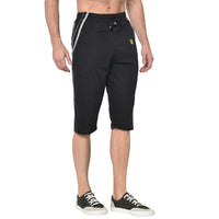 Mack Jonney Cotton Blended Regular Fit Black 3/4th Capri For Men