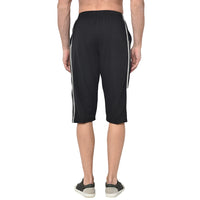 Mack Jonney Cotton Blended Regular Fit Black 3/4th Capri For Men