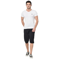 Mack Jonney Cotton Blended Regular Fit Black 3/4th Capri For Men