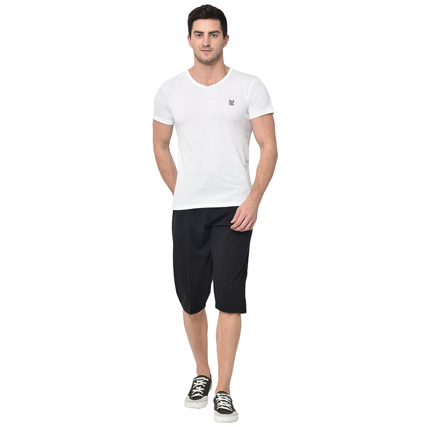 Mack Jonney Cotton Blended Regular Fit Black 3/4th Capri For Men