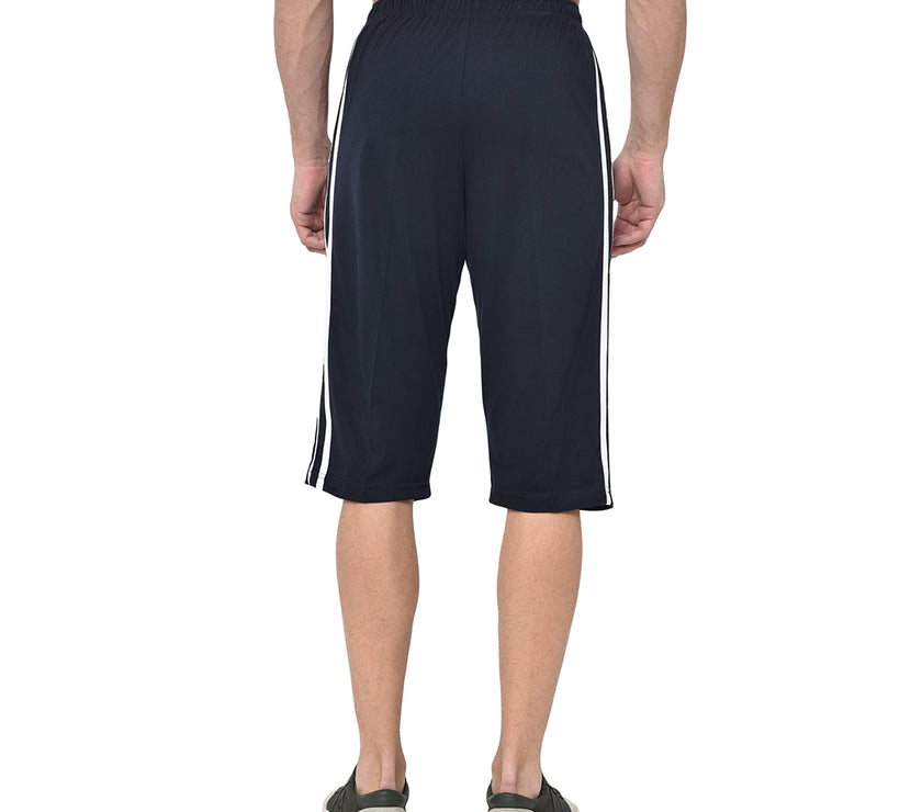 Mack Jonney Cotton Blended Regular Fit Navy Blue 3/4th Capri For Men