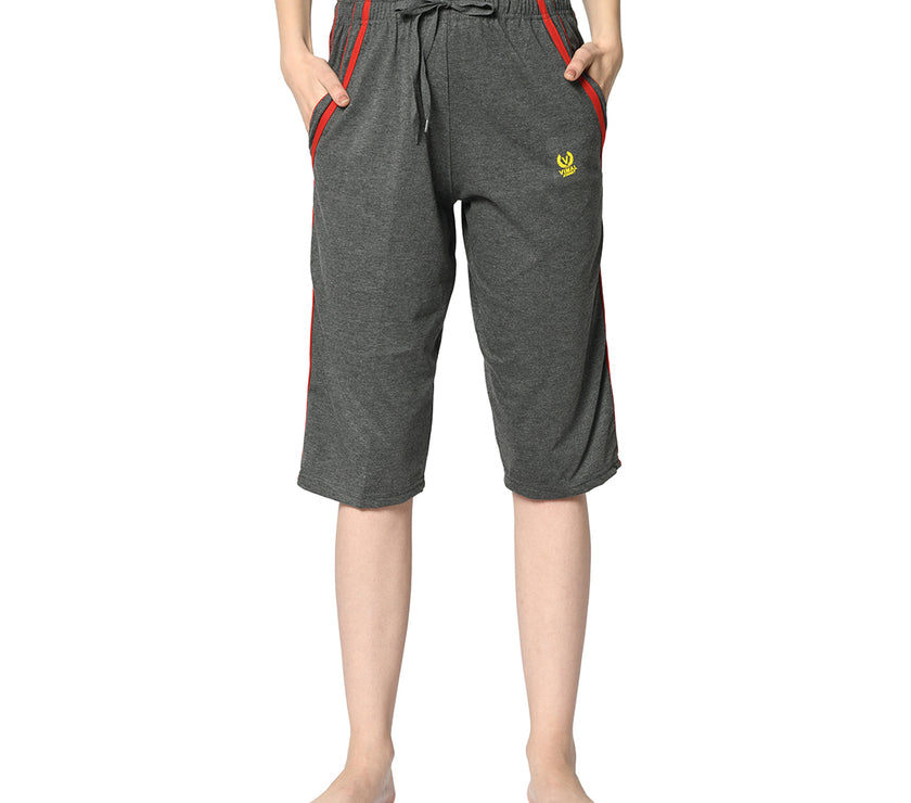 Mack Jonney Grey 3/4th Capri For Women's