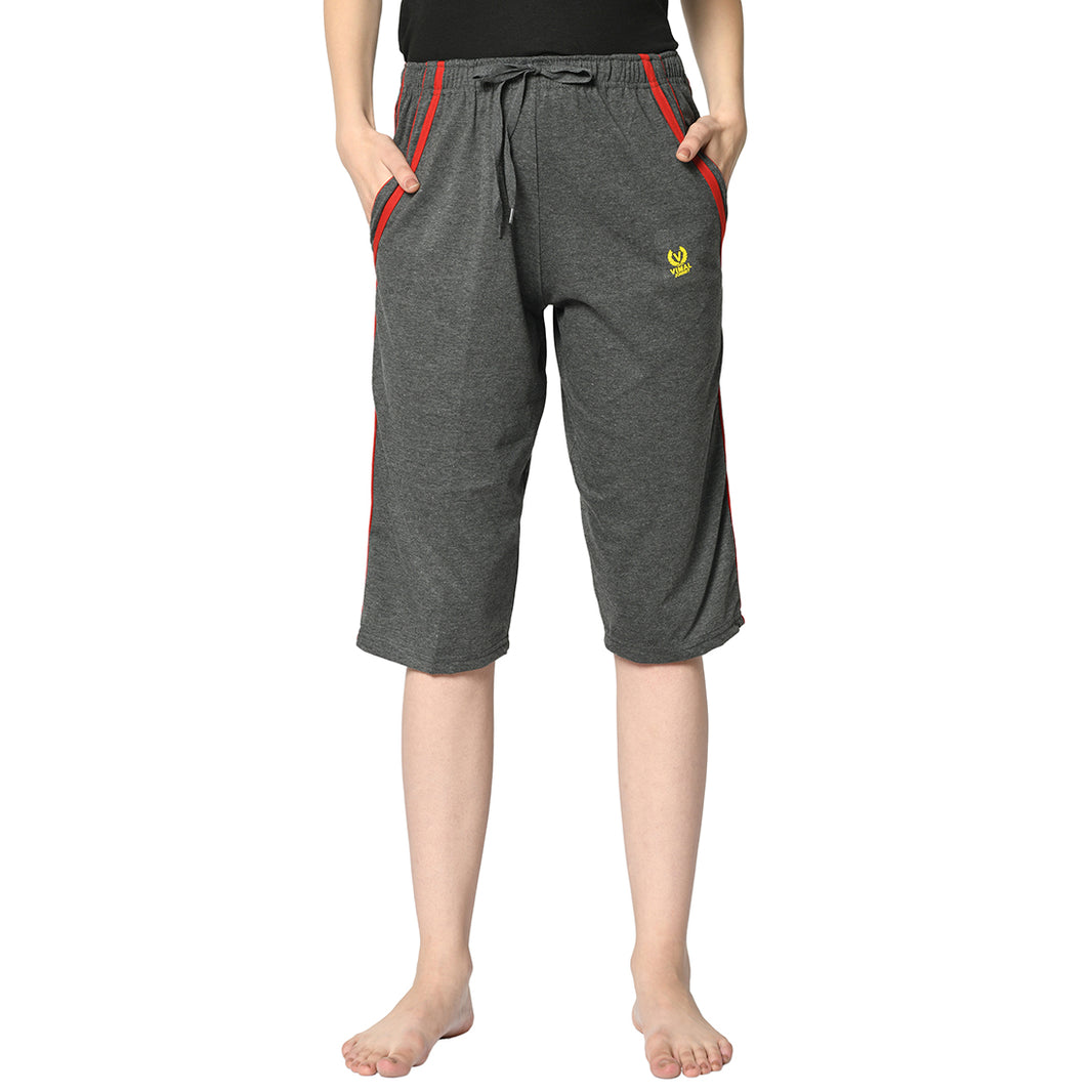 Mack Jonney Grey 3/4th Capri For Women's