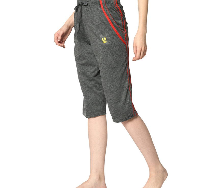 Mack Jonney Grey 3/4th Capri For Women's