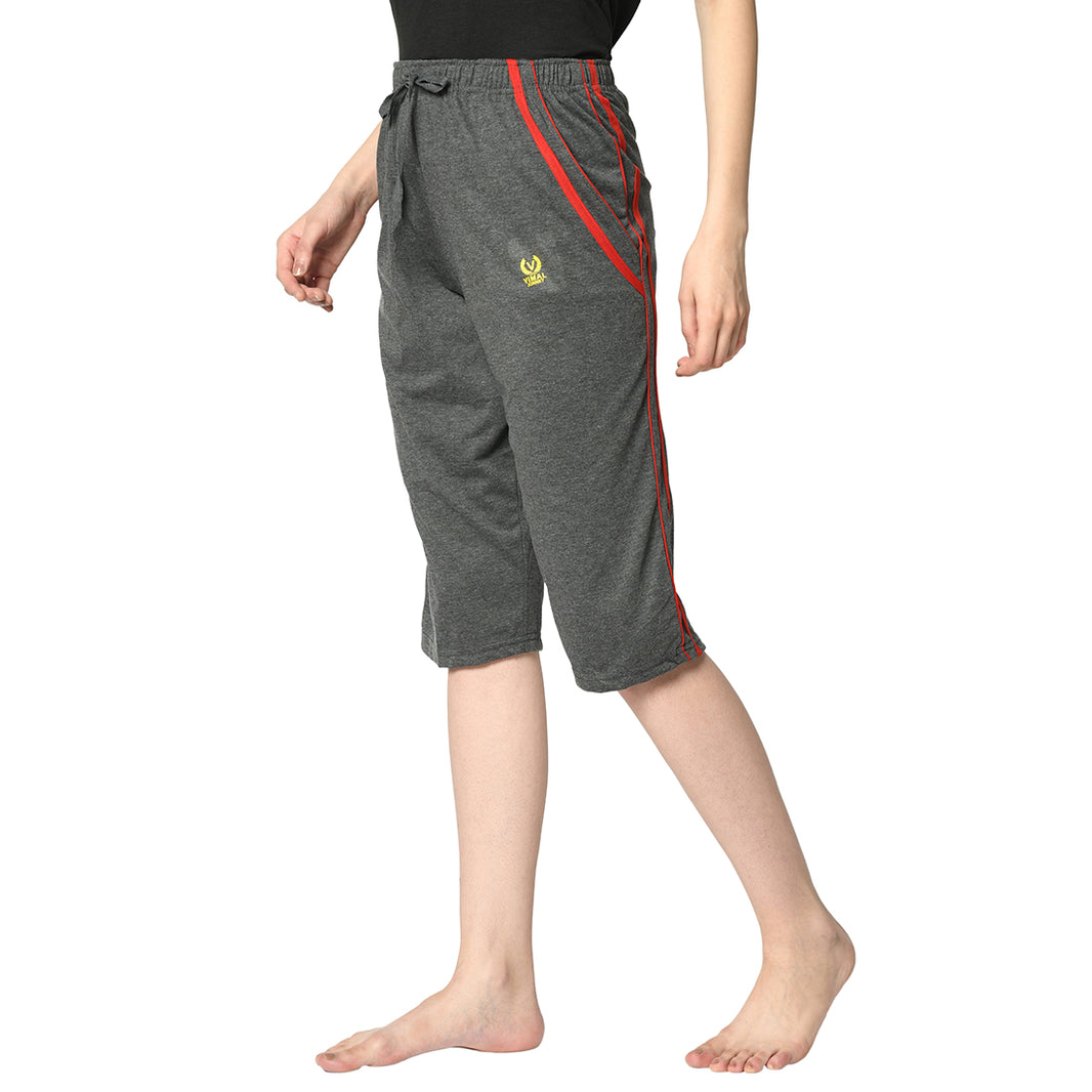 Mack Jonney Grey 3/4th Capri For Women's
