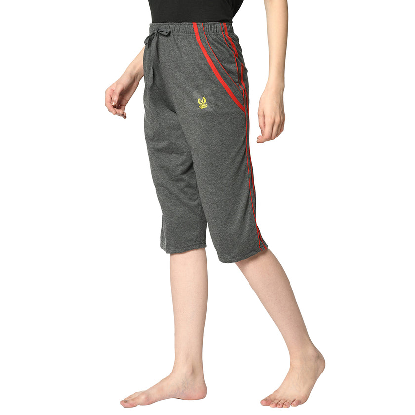 Mack Jonney Grey 3/4th Capri For Women's