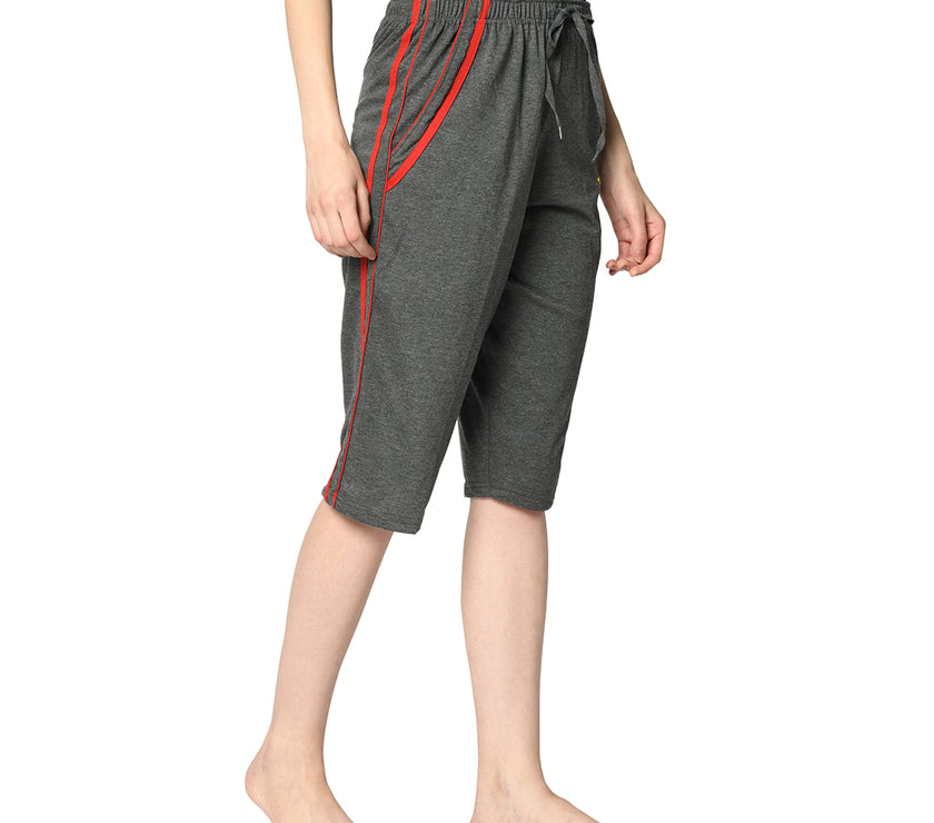 Mack Jonney Grey 3/4th Capri For Women's