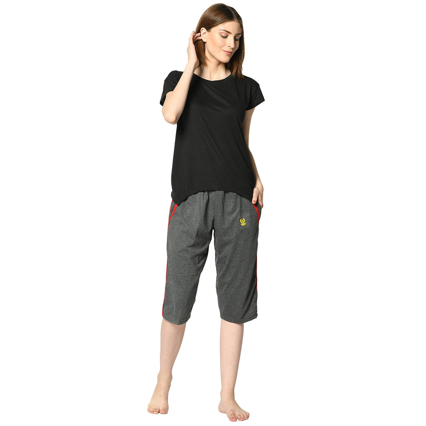 Mack Jonney Grey 3/4th Capri For Women's