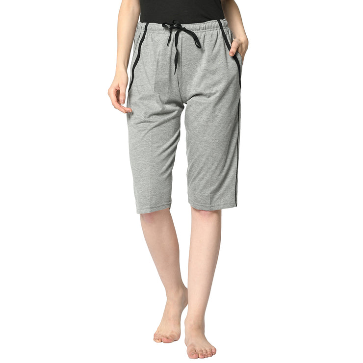 Mack Jonney Silver 3/4th Capri For Women's