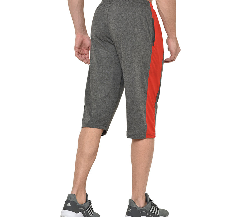 Mack Jonney Cotton Blended Regular Fit Dark Grey 3/4th Capri For Men