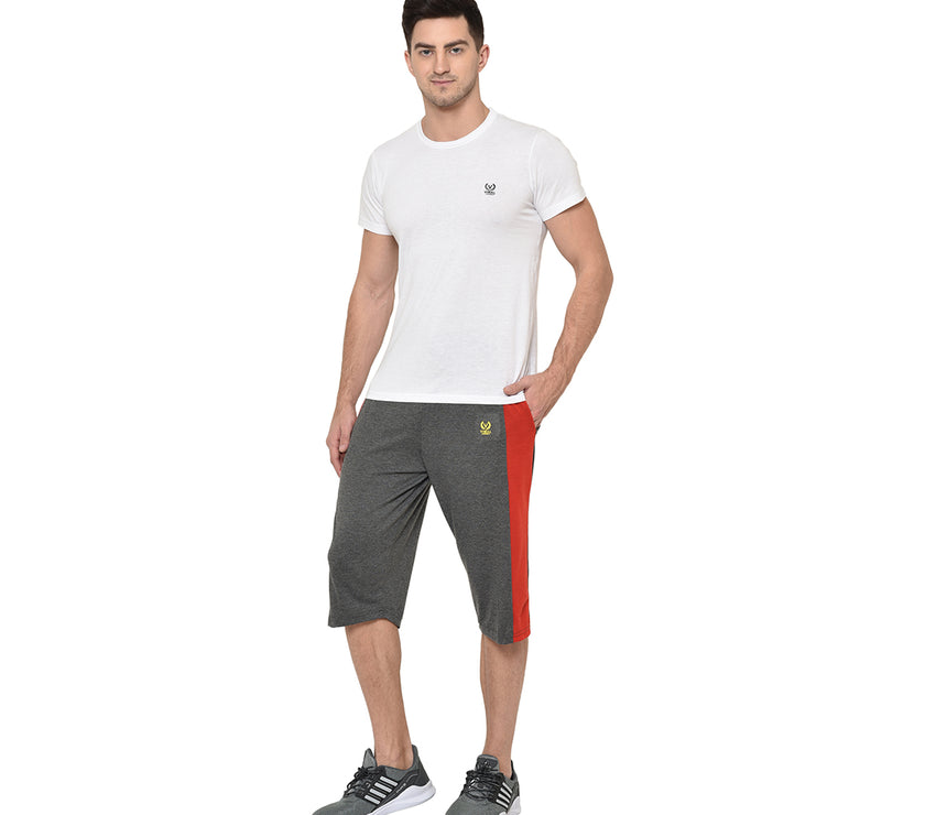 Mack Jonney Cotton Blended Regular Fit Dark Grey 3/4th Capri For Men