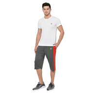 Mack Jonney Cotton Blended Regular Fit Dark Grey 3/4th Capri For Men