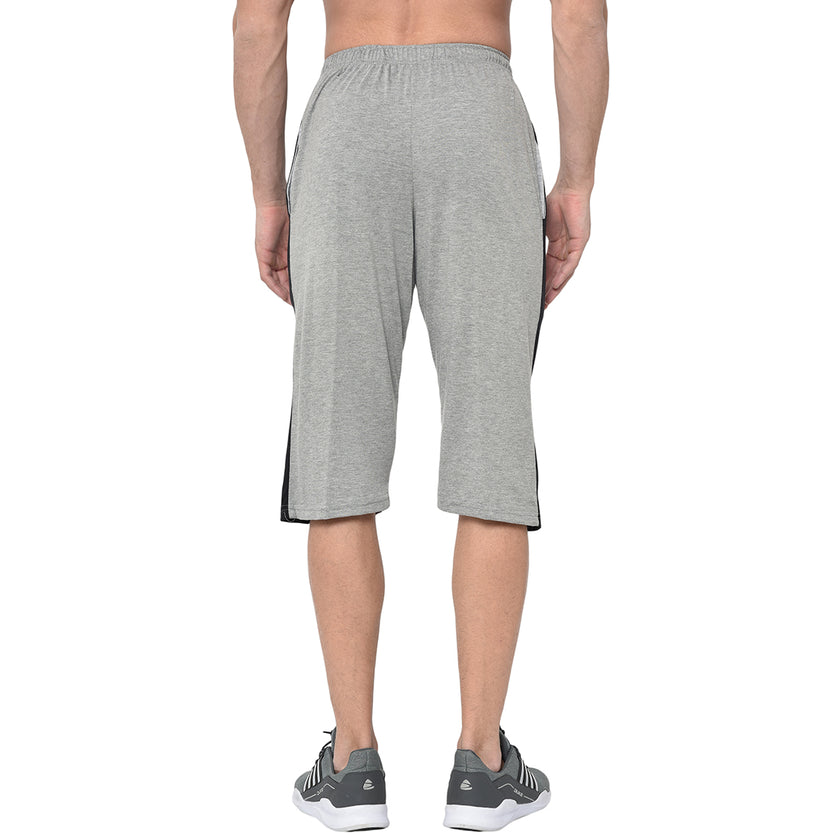 Mack Jonney Cotton Blended Regular Fit Grey 3/4th Capri For Men