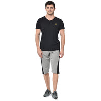 Mack Jonney Cotton Blended Regular Fit Grey 3/4th Capri For Men