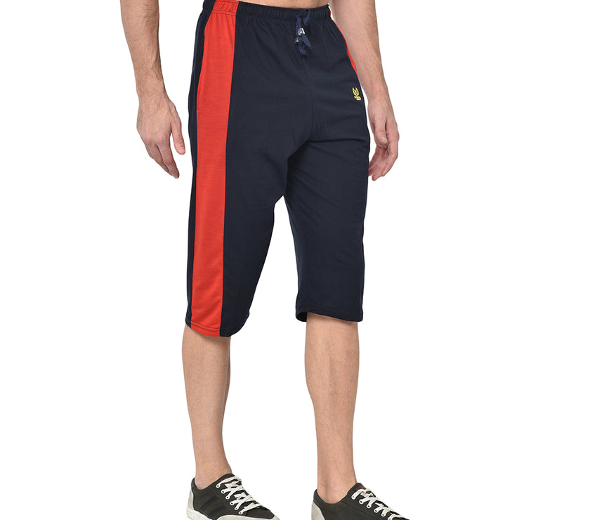 Mack Jonney Cotton Blended Regular Fit Navy Blue 3/4th Capri For Men