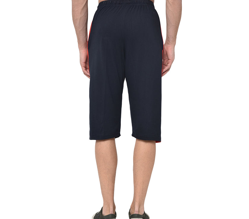 Mack Jonney Cotton Blended Regular Fit Navy Blue 3/4th Capri For Men
